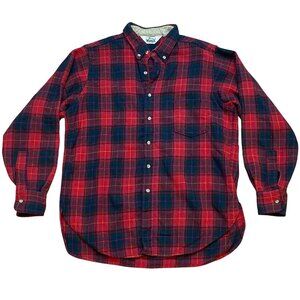 Vintage 80s Woolrich Mens Red & Green Plaid Button-Up Flannel Shirt XL